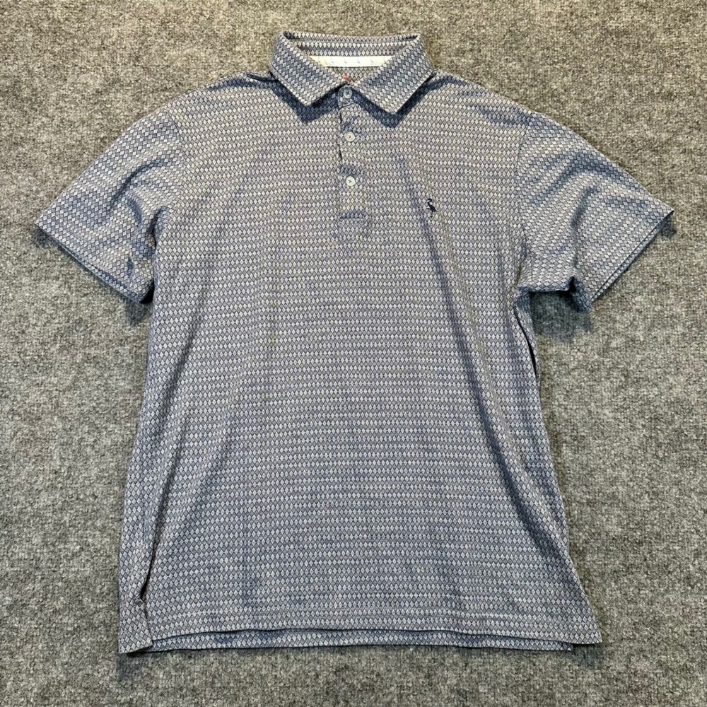 Tailorbyrd Polo Shirt Mens Large Blue Geometric‎ Diamond Knit Classic Preppy